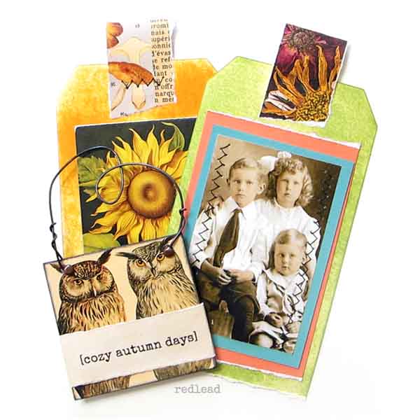 Cozy Autumn Days Collaged Art Tags