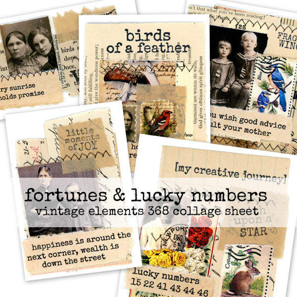 Fortunes and Lucky Numbers Collage Sheet