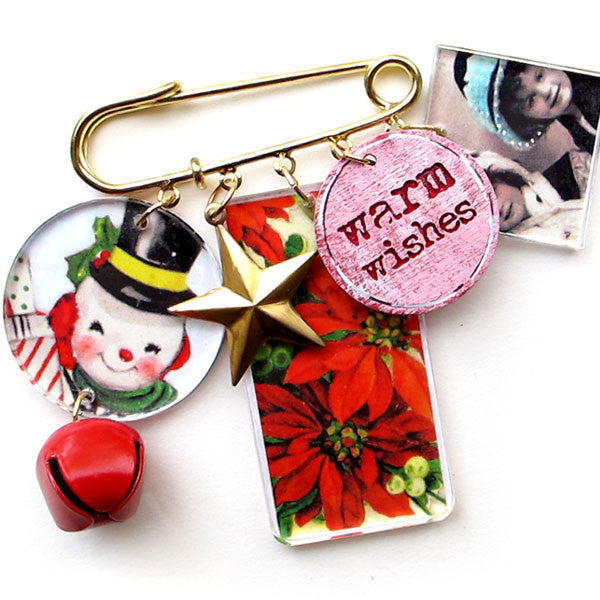 Warm Wishes Holiday Art Pin