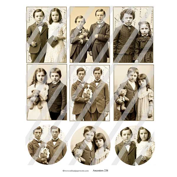 Ancestors 238 Artist Trading Cards Collage Sheet