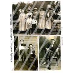 Vintage family photos with text overlay on a white background