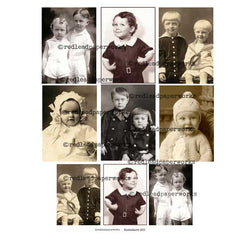 Artist Trading Cards Vintage Photos Collage Sheet
