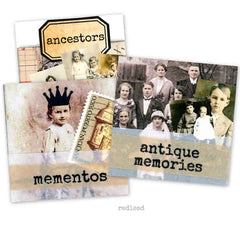 Mixed Media Antique Ancestors Mementos Art Squares