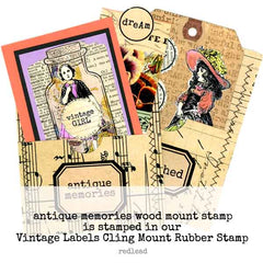 Wood Mount Antique Memories Rubber Stamp