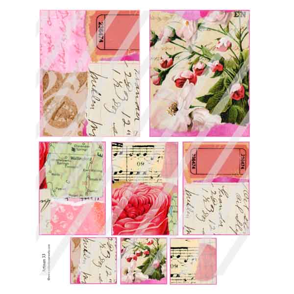 Artisan 33 Floral Patchwork Collage Sheet