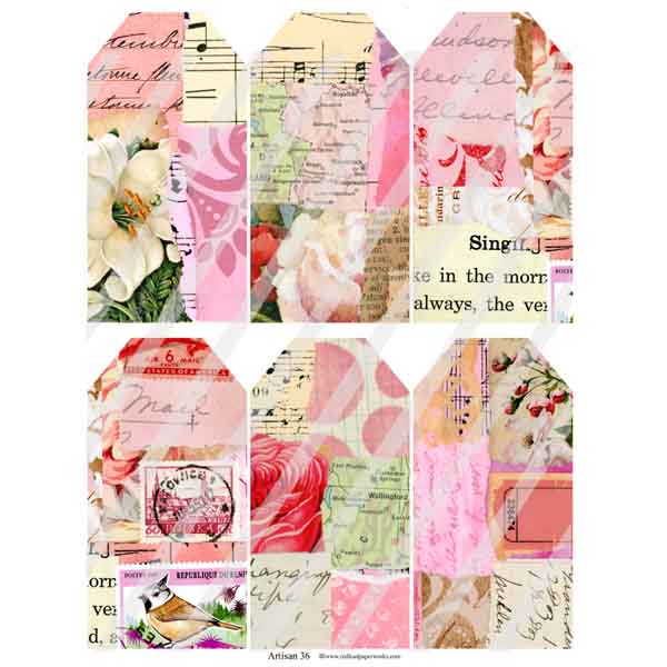 Artisan 36 Floral Patchwork Tags Collage Sheet