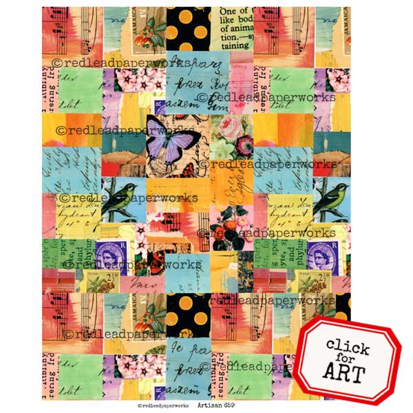 Artisan 659 Vintage Elements Patchwork Collage Sheet