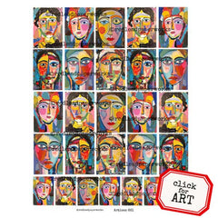 Artisan Abstract Faces Collage Sheet