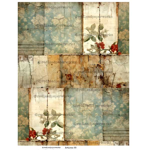 Artisan 68 Antique Floral Wallpaper Collage Sheet