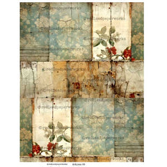 Vintage Style Antique Floral Wallpaper Collage Sheets