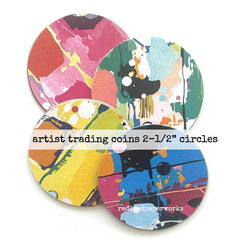 Painted Abstract Artist Trading Coins that are 2-1/2" circles.