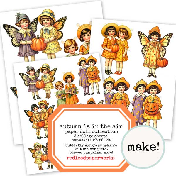 Autumn is in the Air Paper Doll Collage Sheet Collection Sale!