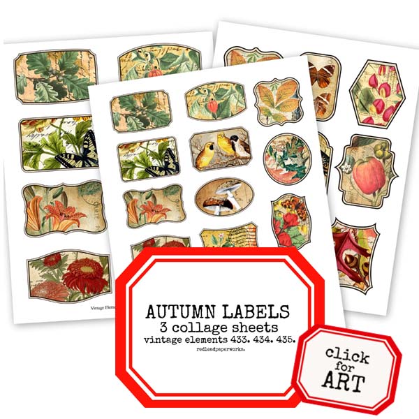 Collage Display Label Autumn Labels Collage Sheet Collection