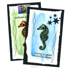 Water Colored Sea Horse Tags