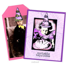 Wood Mounted Party Hat Rubber Stamp