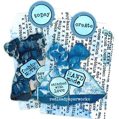 Stitched with Love Mixed Media Blue Dress Tags