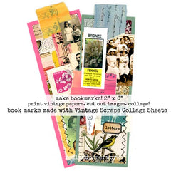 Collection of vintage-style bookmarks with collage sheets 