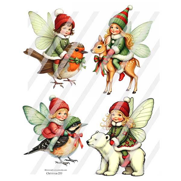 Christmas Fairies Paper Dolls 253 Collage Sheet