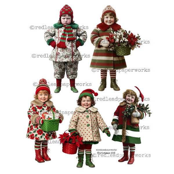 Christmas 256 Better Not Pout Paper Dolls Collage Sheet