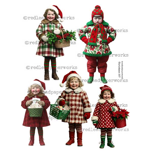 Christmas 257 Better Not Pout Paper Dolls Collage Sheet
