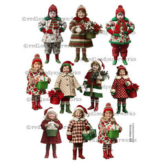 Christmas 258 Better Not Pout Paper Dolls Collage Sheet
