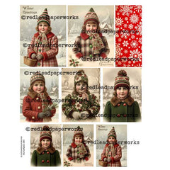 Christmas 260 Vintage Girls Collage Sheet