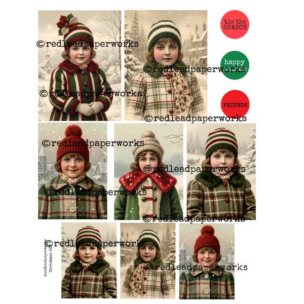 Christmas 261 Vintage Girls Collage Sheet