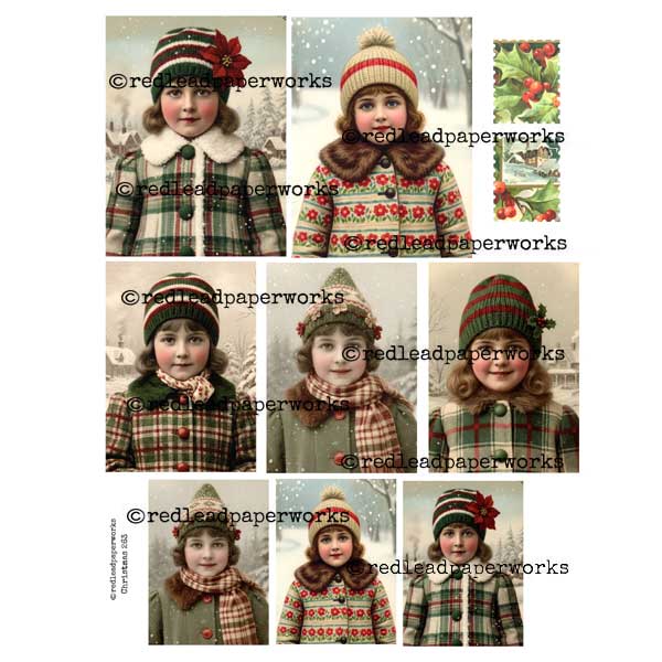 Christmas 263 Vintage Girls Collage Sheet