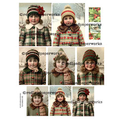 Christmas 263 Vintage Girls Collage Sheet