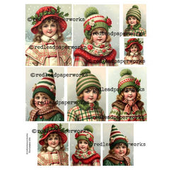 Vintage Girls Christmas Artist Trading Cards