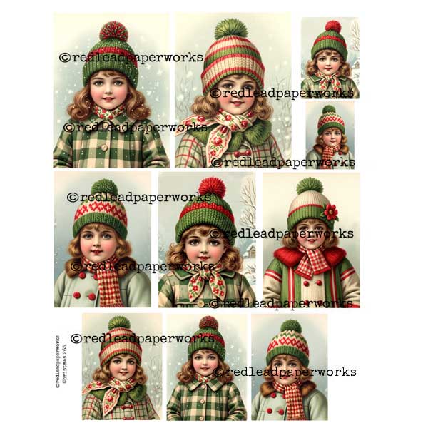 Christmas 265 Vintage Girls Collage Sheet