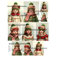 Christmas 266 Vintage Girls Collage Sheet