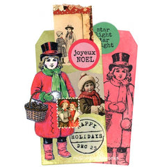 Mixed Media Holiday Rubber Stamped Tags