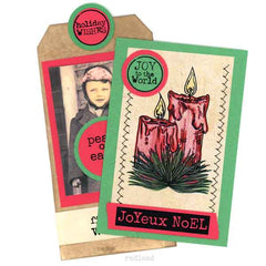 Joyeux Noel Christmas Wood Mount Rubber Stamp