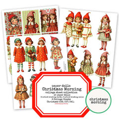 Christmas Paper  Dolls Collage Sheets
