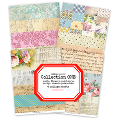 Collection One Vintage Collage Papers Make Artist Trading Cards, Art Tags, Junk Journal Pages.