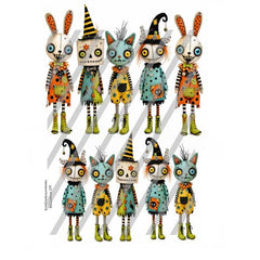 Kooky Kreatures Halloween Paper Dolls Collage Sheet