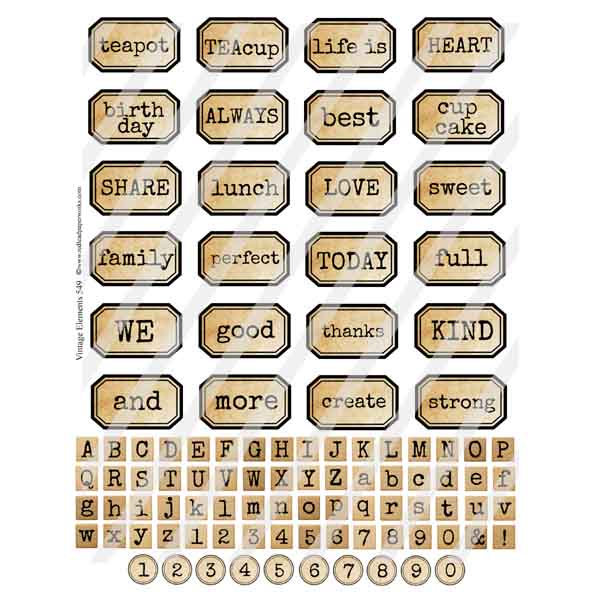 Vintage Elements 549 Tea Labels Collage Sheet