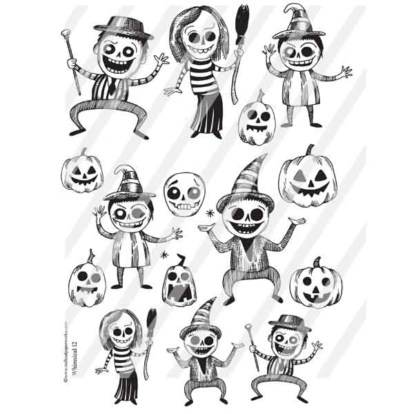Whimsical 12 Halloween Characters Collage Sheet