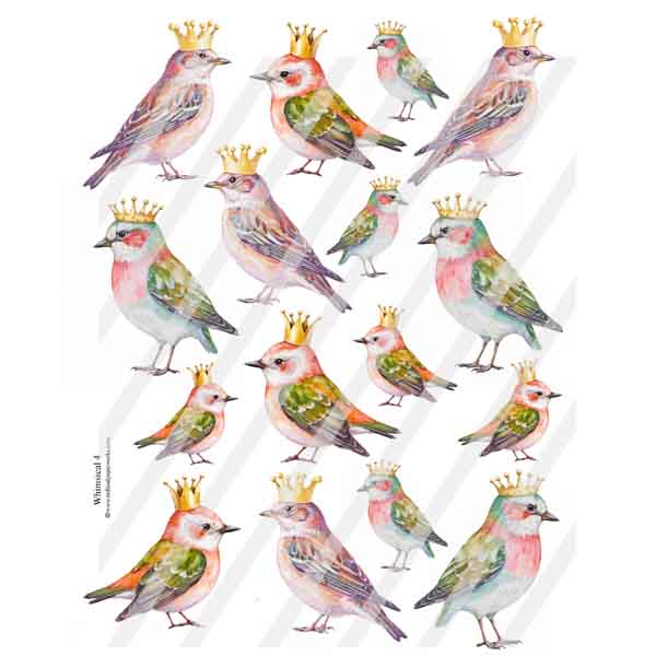 Whimsical Birds 4 Collage Sheet