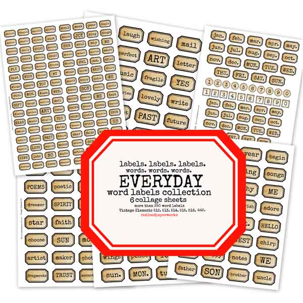 Collage Display Label Labels & Phrases Collage Sheets