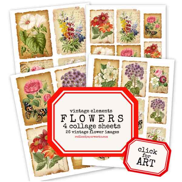 Vintage Flowers Collage Sheet Collection SALE!