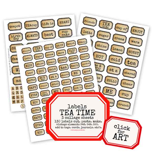 Tea Time Word Labels Collage Sheet Collection tea-time-word-labels-collage-sheet-collection