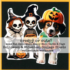 Cute Halloween Collage Art Greeting Cards