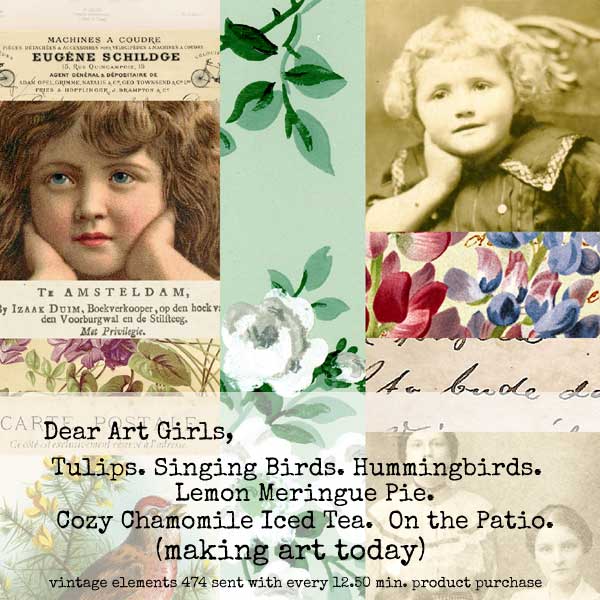 Dear Art Girls Tulips Singing Birds