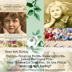 Dear Art Girls Tulips Singing Birds