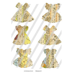 Vintage Mixed Media Paper Dresses Collage Sheets