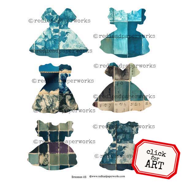Painted Blue Dresses Dress 23 Collage Sheet