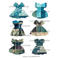 Painted Blue Dresses Dress 23 Collage Sheet