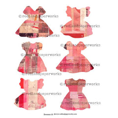 Painted Pink Collage Dresses Dress 25 Collage Sheet